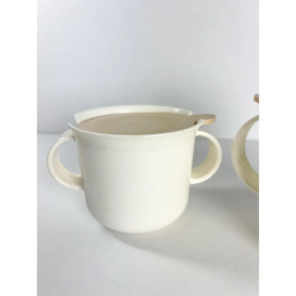 Vintage‎ Tupperware Creamer and Sugar Set - creamy white,beige/pinkish lid 1980s